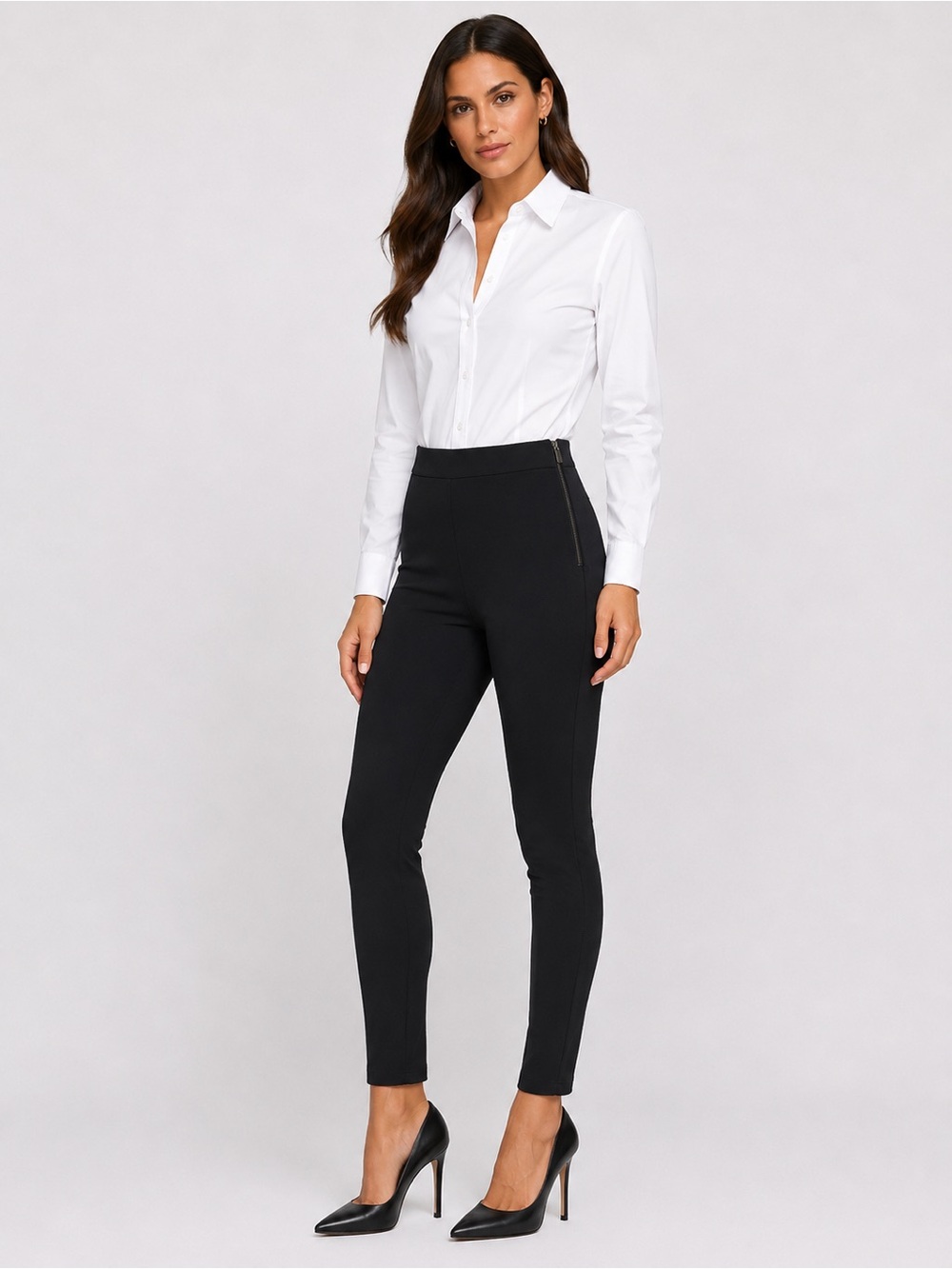 J. Crew Black High-Rise Skinny Ponte Pants with Side Zip